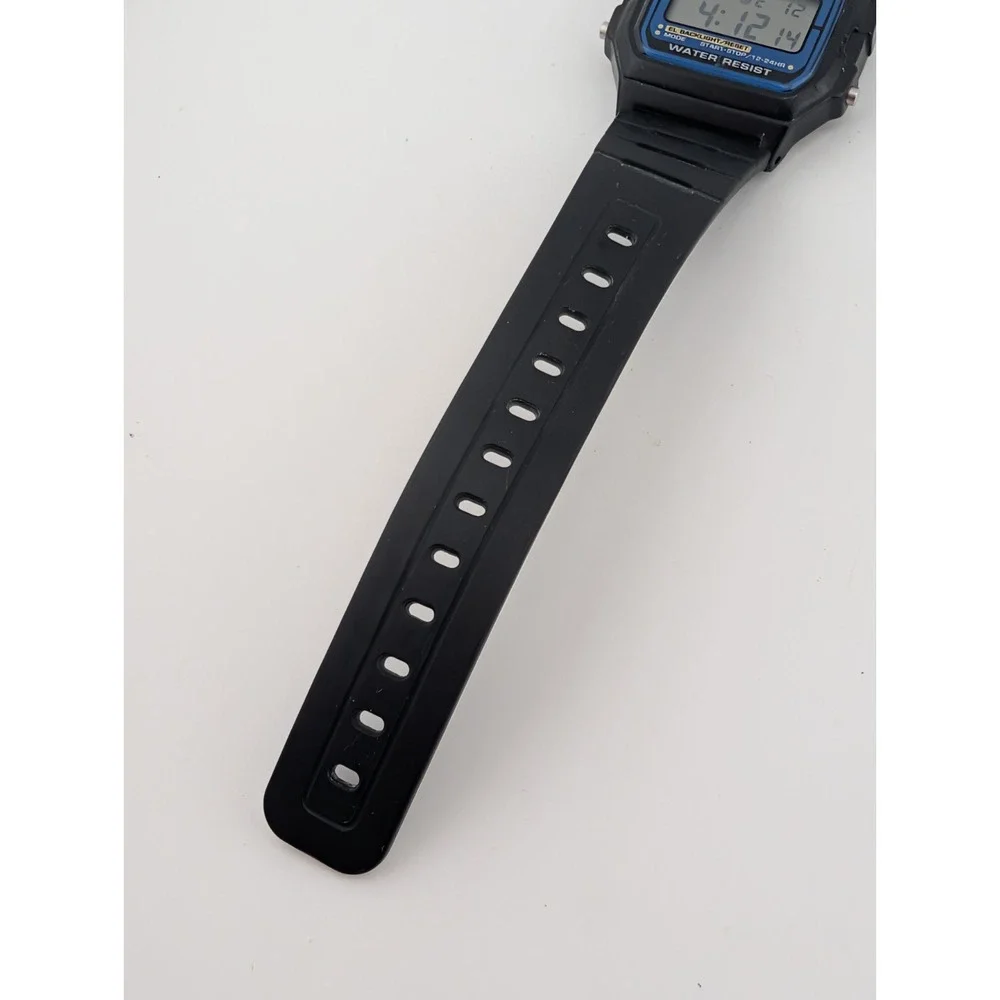 Casio 3298 F-105 Mens Watch 35mm Black Digital Illuminator Chrono- New Battery